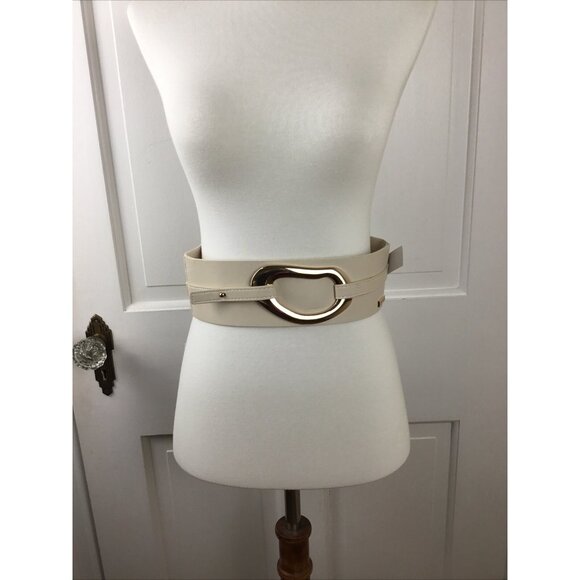 Halston Gold Metal Chain Link Detail Belt Stretch Size S M Preppy Retro Y2K New - Picture 6 of 8